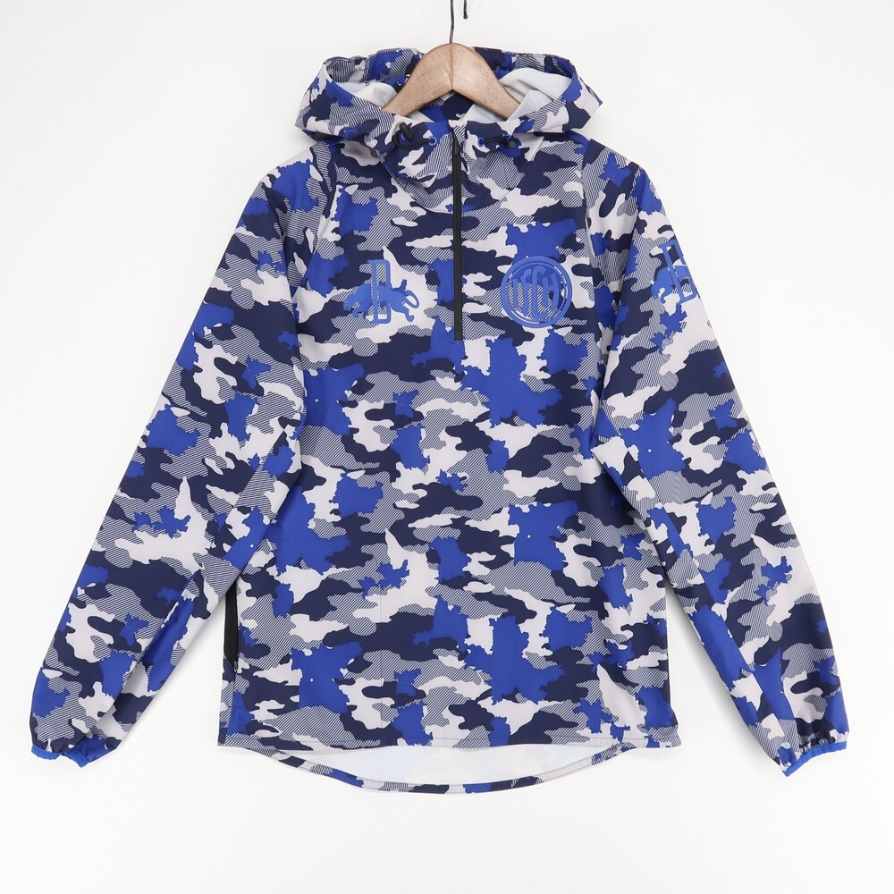 Puma 1. Fc Herzogenaurach Pullover Jacket Mens Small Blue Camo Hooded 1/4 Zip